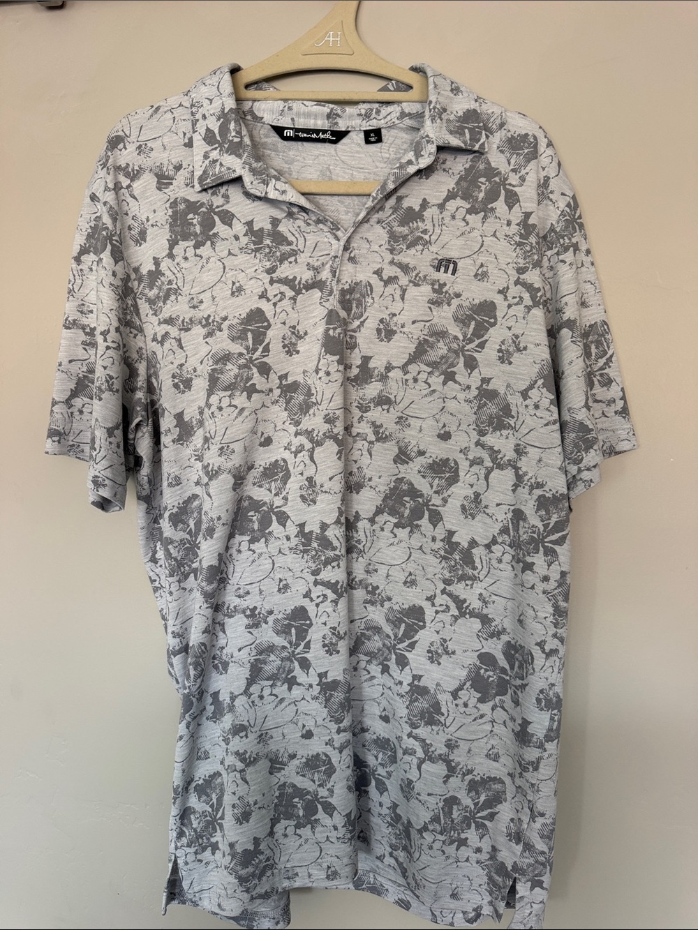 Travis Mathew Light Gray Floral Print Polo
